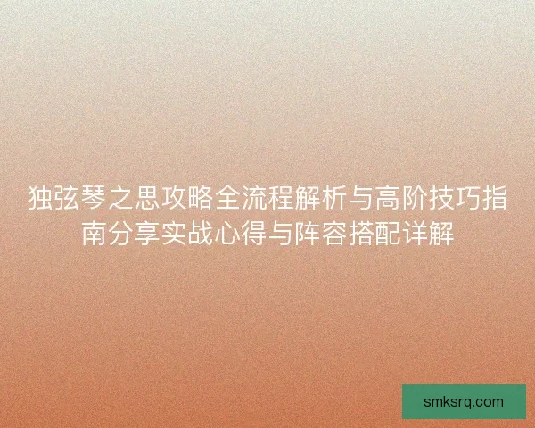 独弦琴之思攻略全流程解析与高阶技巧指南分享实战心得与阵容搭配详解